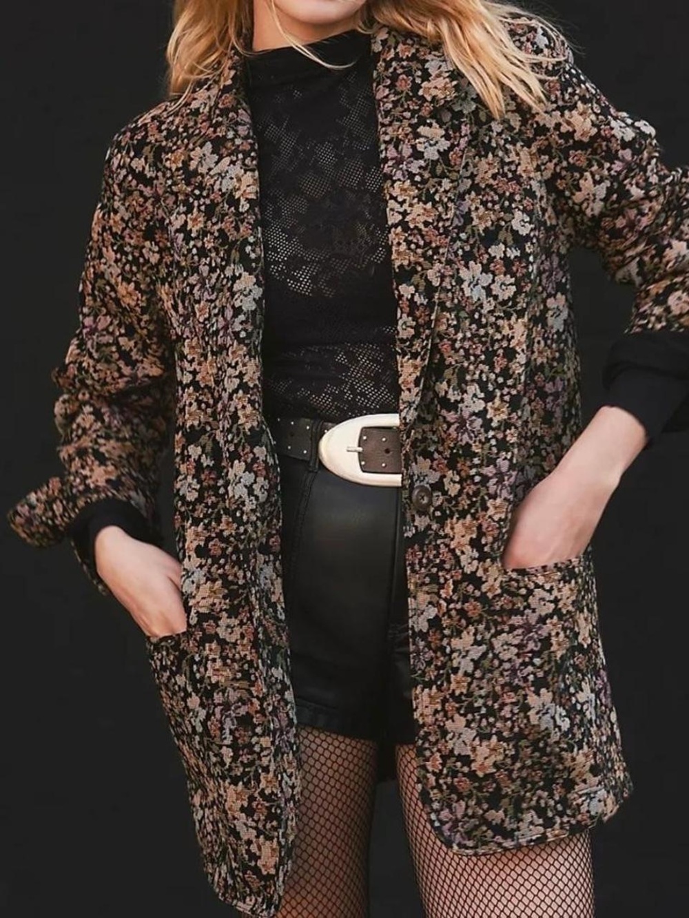 We The Free Black Floral Quilted Blazer Jacket - Bella Blazer